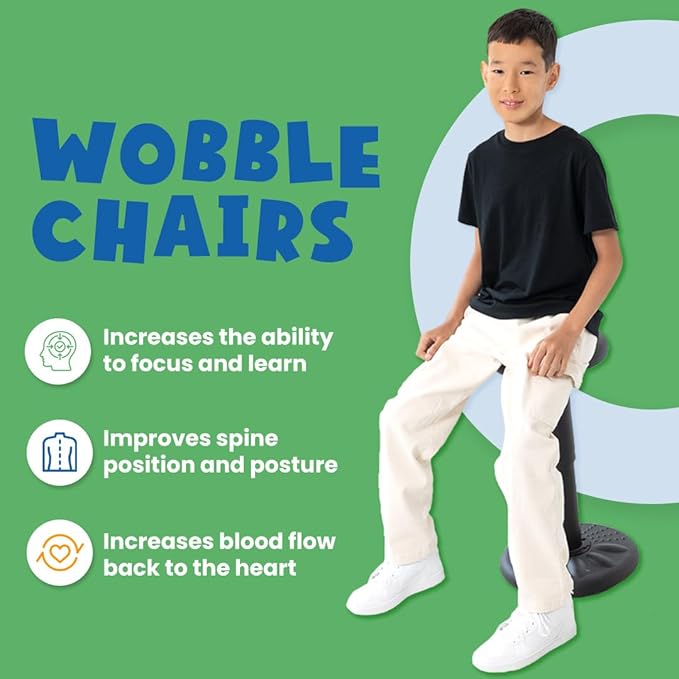 Studico ActiveChairs Adjustable Wobble Stool, Flexible Classroom Seating, Improves Focus, Posture & Helps ADHD/ADD, Sensory Chair, Active Desk Chairs, Adjusts from 16.65" to 23.75", Ages 13-18, Grey