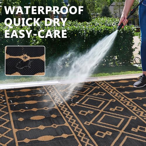Outdoor Rug, Outdoor Plastic Mat, Picnic Reversible Rug, Patio Mat, Plastic Woven Outdoor Carpet, for Garden Patio Backyar...