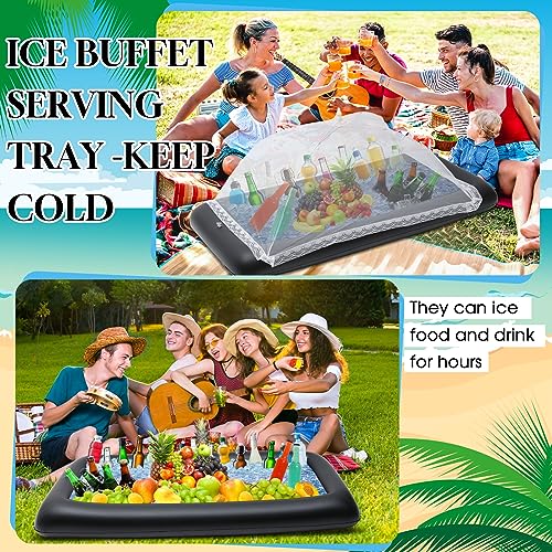 Leitee Inflatable Serving Bar Kit Includes Salad Buffet Tray with Drain Plug Mesh Food Cover Food Drink Containers and Inf...