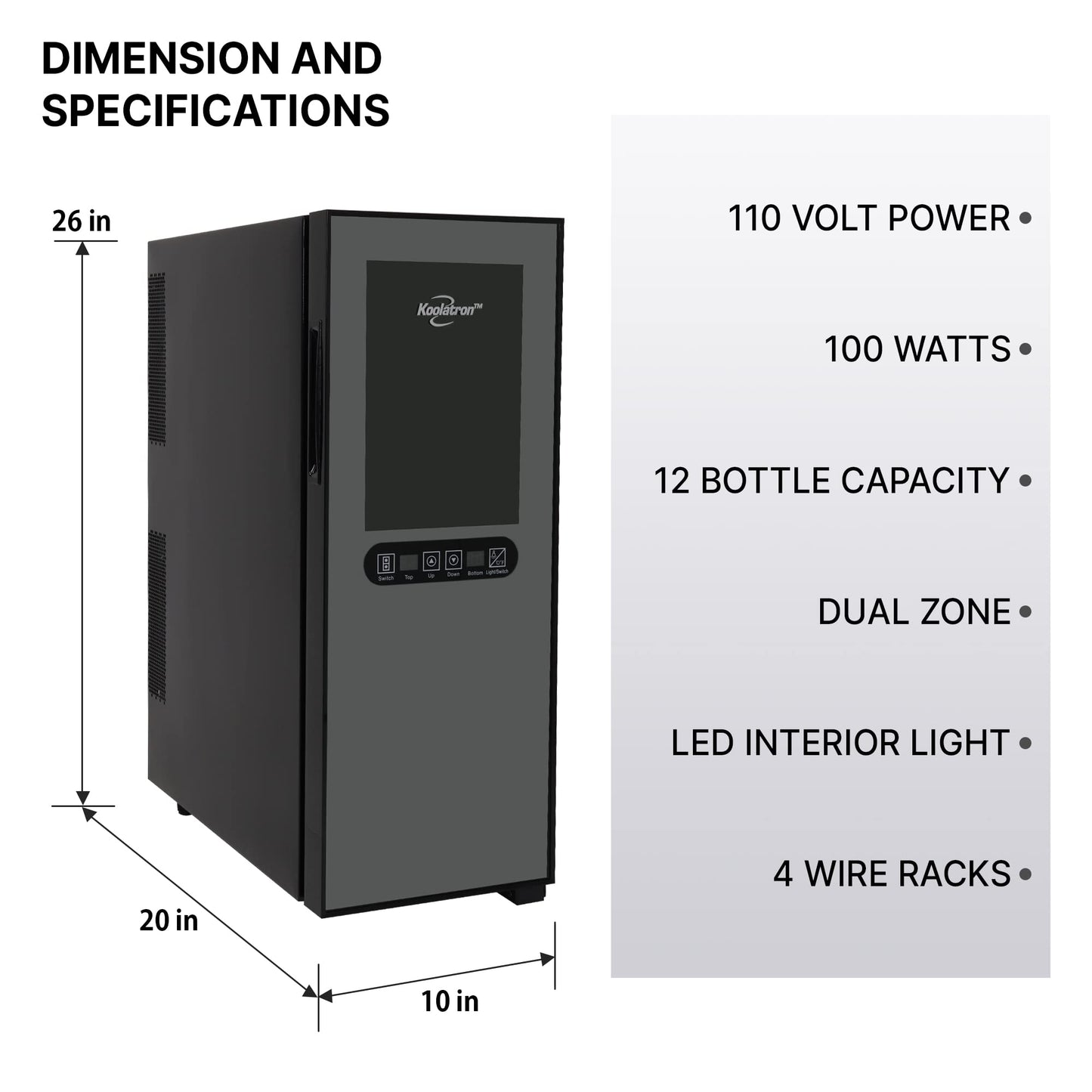 Koolatron Urban Series 12 Bottle Wine Cooler Refrigerator Dual Zone Thermoelectric Wine Fridge Freestanding Wine Cellar for Red White Sparkling Wine Ideal for Kitchen Apartment RV