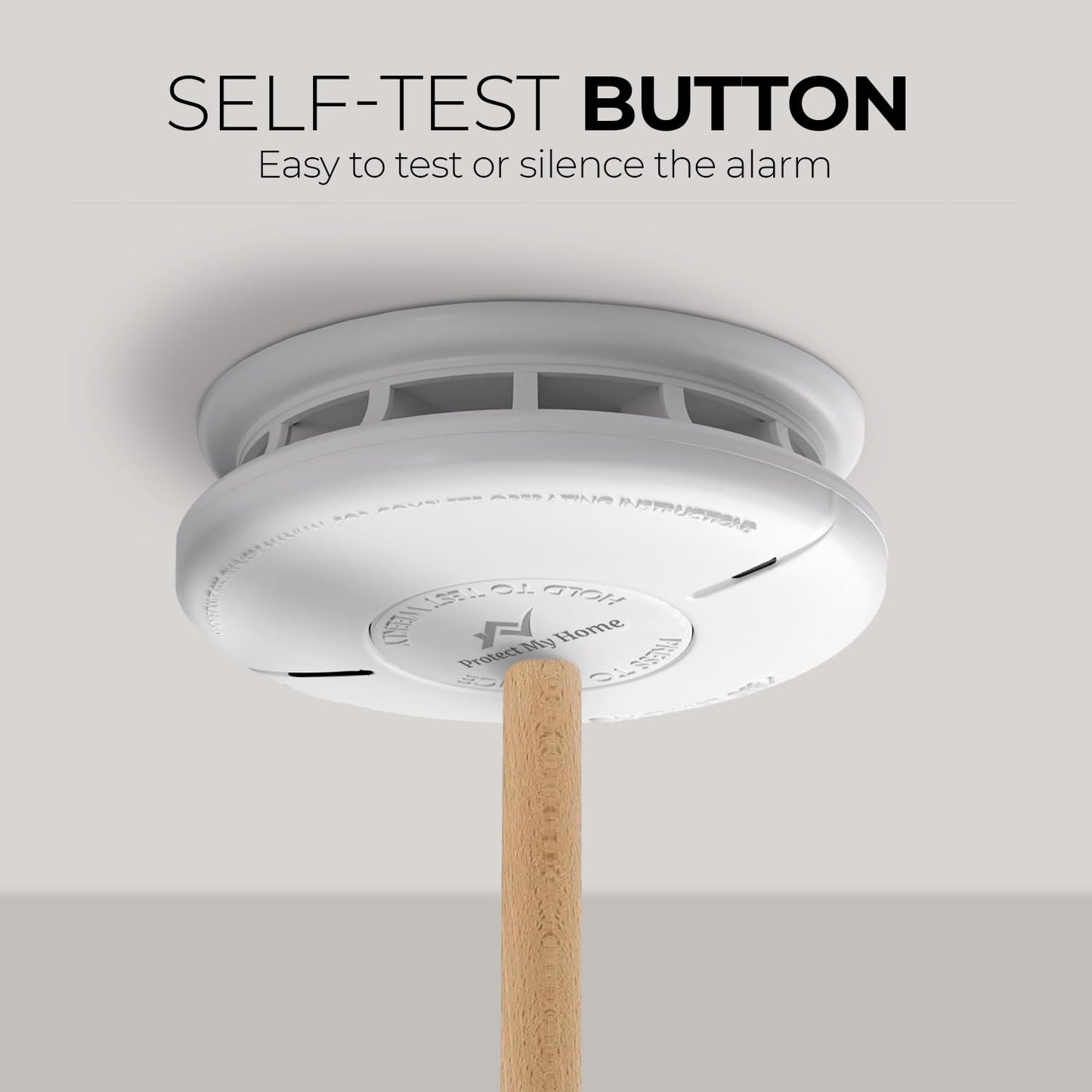 Protect My Home Smoke and Carbon Monoxide Detector Combo - CO & Smoke Alarm System with Hush Function, Self-Test Button, 10-Year Built-in Battery - Easy to Install, for Home & Office