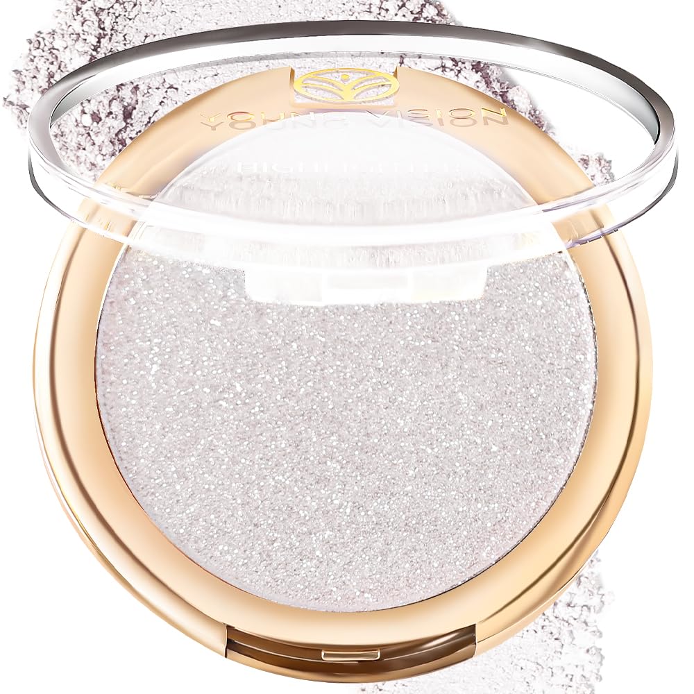 YOUNG VISION Pressed Powder Highlighter, Baked Natural Glow Contour Powder & Face Highligher, Cruelty-Free, Shimmer Highlighting