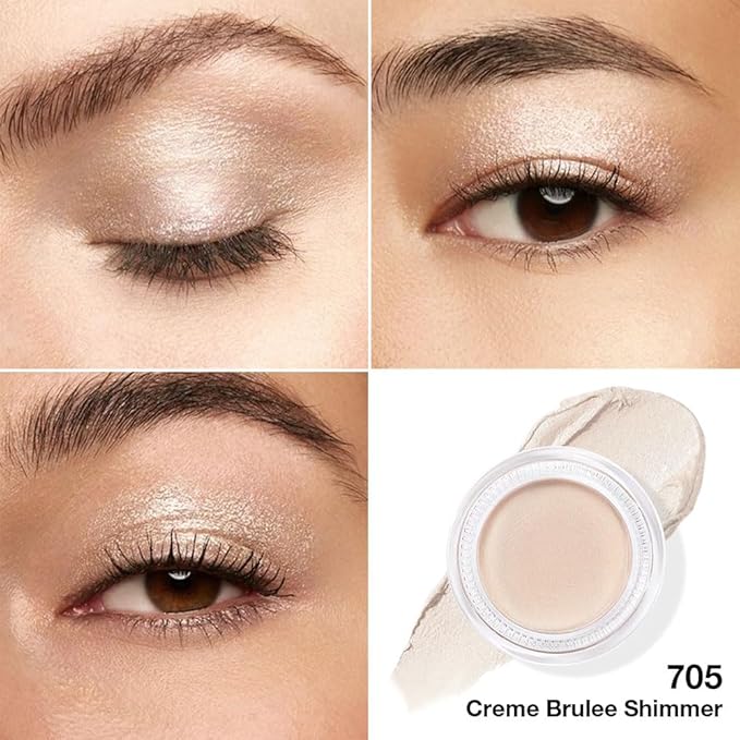 Single Cream Eye Shadow,Creme Brulee Shimmer Glitter Natural Nude Monochrome Eyeshadow Palette,Waterproof,Long Lasting Naturing-Looking,Vegan & Cruelty-Free,705