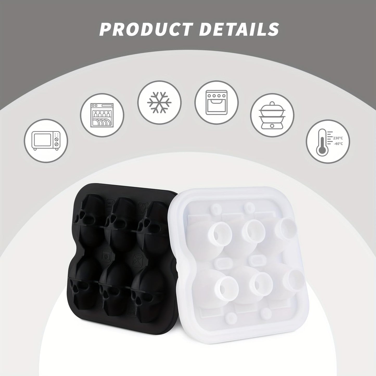 DakGagMah Skull Ice Cube Mold, 6-Cavity Silicone Ice Tray for Whiskey, Cocktails, and Beverages, Food-Grade Flexible Ice Maker for Halloween & Party Drinks, Easy Release & Dishwasher Safe