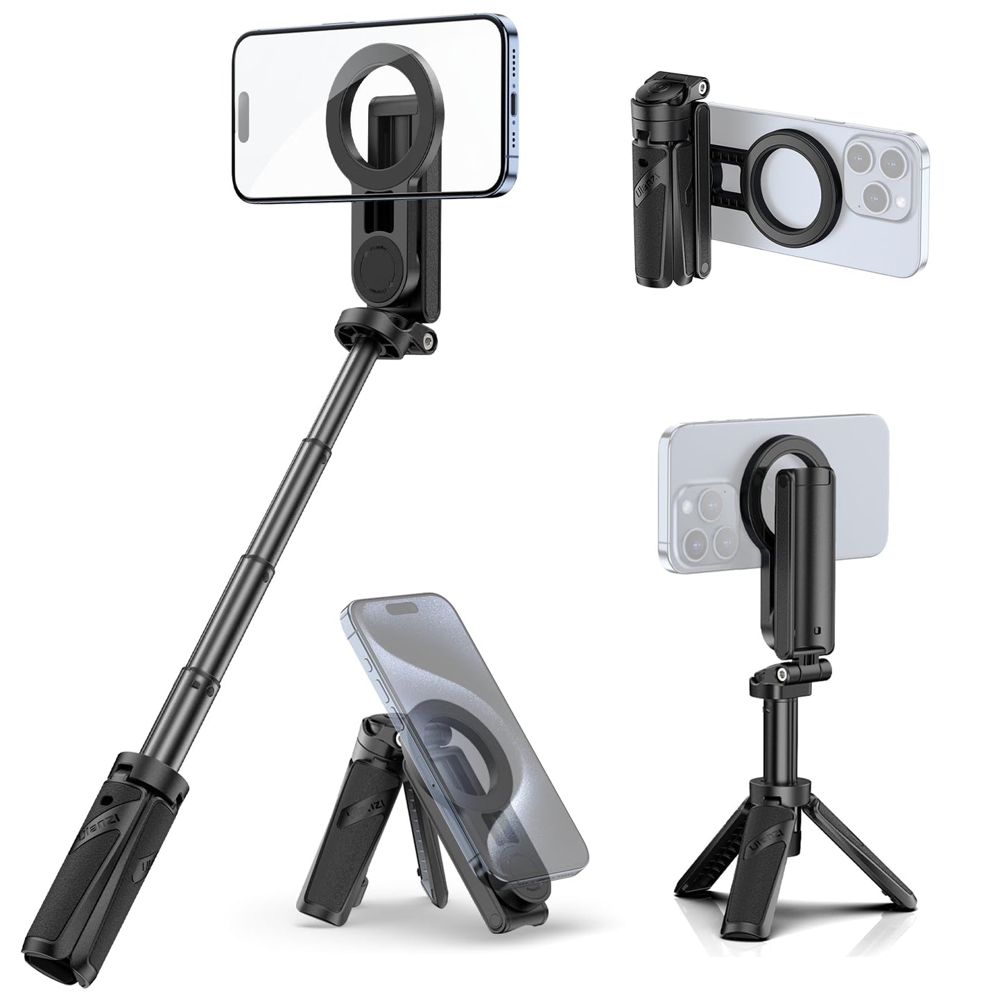 Ulanzi Jj03 Magnetic Tripod For Phone With Remote Control, 3-In-1 Selfie Stick Handle Grip 360 Rotation Extendable Stand For Iph