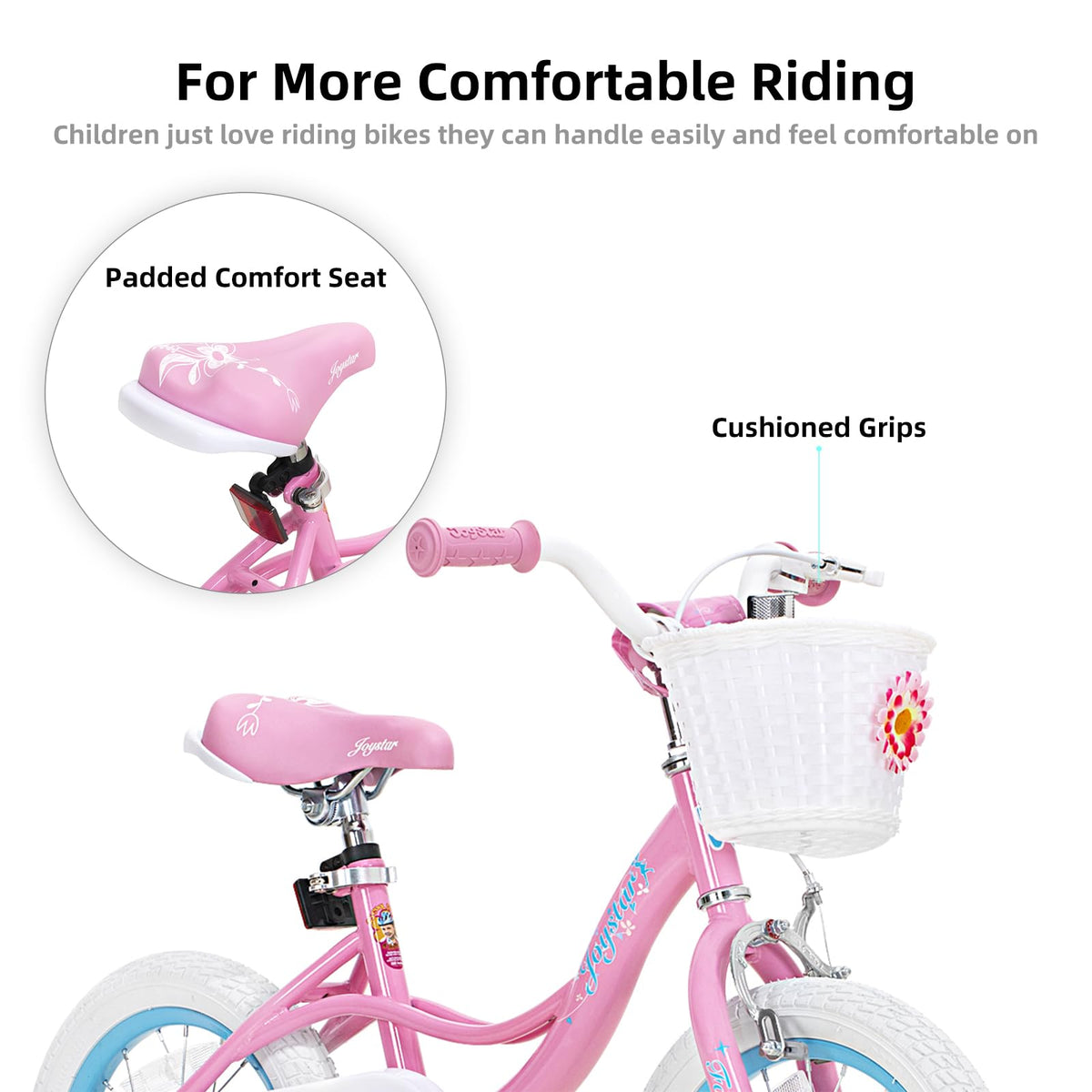 JOYSTAR 12 Inch Kids Bike for Ages 2 3 4 Years Girls, Toddler Bike with Training Wheels & Handbrake for 2-4 Years Old Child, Pink