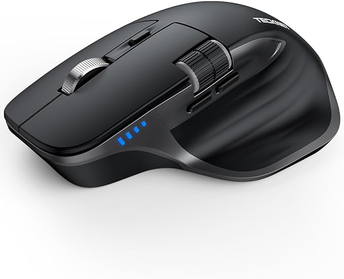 TECKNET Wireless Mouse, Bluetooth Mouse (BT5.0/5.0 & 2.4G) Rechargeable 4800 DPI Ergonomic Optical Mouse with 6 Adjustabl...