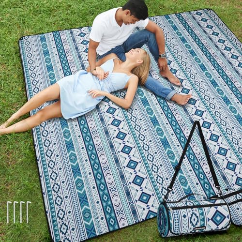 Picnic Blankets Extra Large Outdoor - Beach Blanket Waterproof Sandproof with Shoulder Strap, Machine Washable, Picnic Mat...
