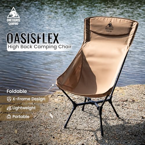 ONETIGRIS OasisFlex Camping Chair,High Back Folding Chair with Carry Bag,Great for Camping,Beach,Picnic,Park,Lawn,Sports a...