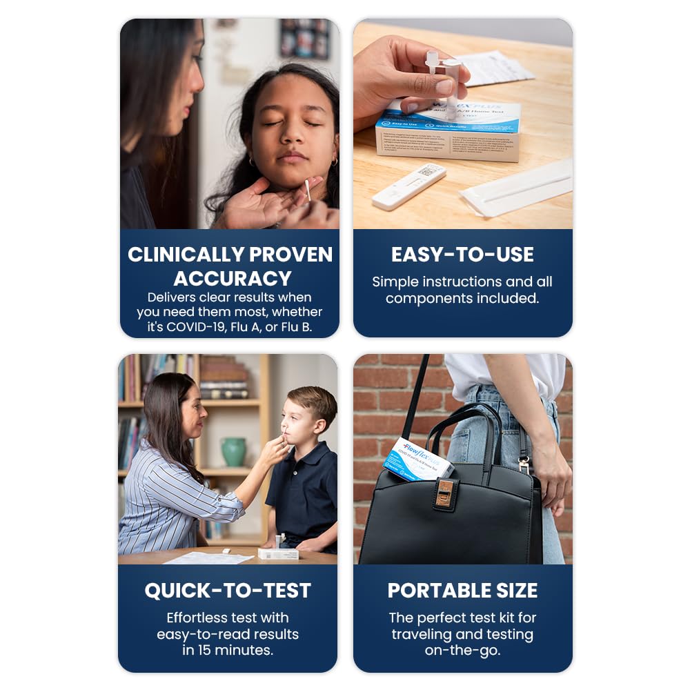 COVID & Flu Home Test by Flowflex Plus, Rapid Results in 15 Minutes, Trusted OTC COVID-19 & Flu A/B Testing Kit, FSA and HSA Eligible, Easy to Use & No Discomfort, 1 Pack 1 Test