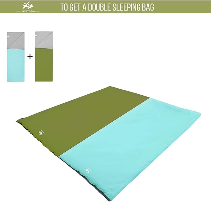 Warm Weather Sleeping Bag - Portable Waterproof Compact Lightweight, Packable for Kids, Teens Adults Camping Backpacking Hiking, Spring Summer Fall