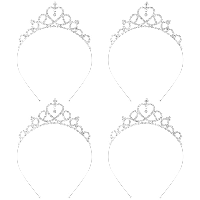 Tihebax 4Pcs Tiaras Crowns Headbands for Women Girls Silver Princess Tiaras Bulk Rapunzel Crowns for Wedding Birthday Crys...