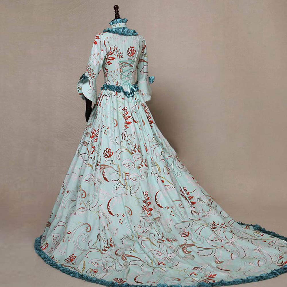 HFU Women's Marie Antoinette Victorian Dress 18th Century Medieval Civil War Ball Gown Southern Belle Costume (25# Blue, S)