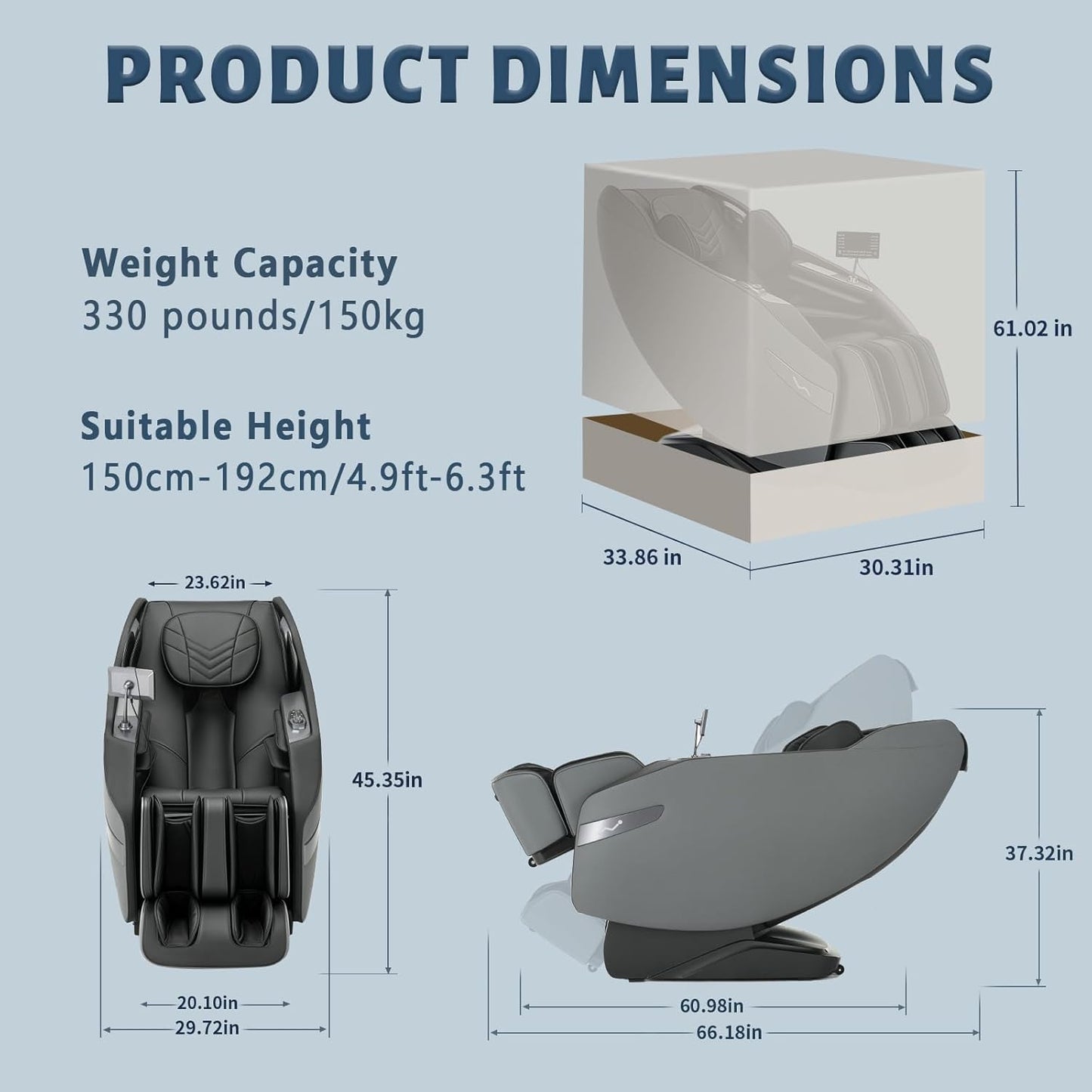 HealthRelife 3D Massage Chair Full Body Recliner - Zero Gravity with Heat, 12 Auto-Massage Modes, Shiatsu Foot Massage, with 55“ SL-Track，28 Airbags Massage, Foot Rollers,Free Dust Cover (Black)