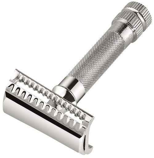 G.B.S Men’s Shave Set, Double Edge Safety Razor, Badger Hair Shaving Brush, Brush and Razor Stand, Chrome Shaving Bowl, Natural Shaving Soap and Blades