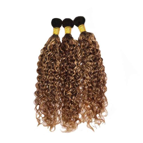 P4/27 Highlight Ombre Bundle Honey Blonde Wet and Wavy Bundles Human Hair Brazilian Virgin Hair 3 Bundles 28 30 32 Inch P4/27 Water Wave Bundle