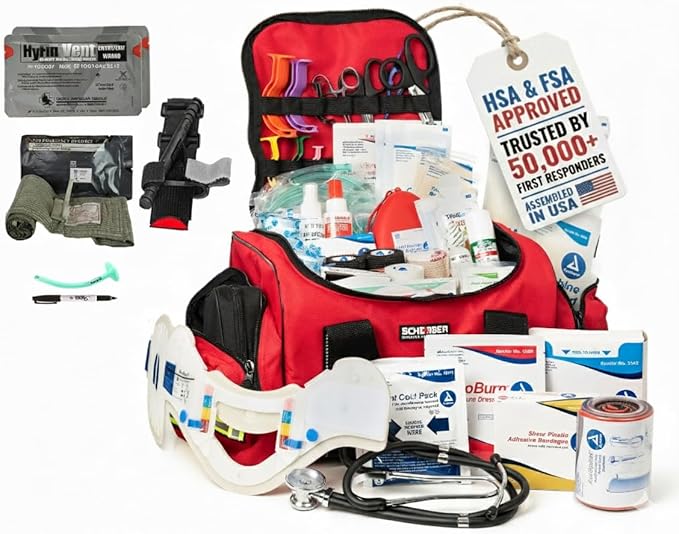 Scherber Fully-Stocked First Responder Bag | Professional EMT/EMS Trauma & Bleeding Medical Kit | HSA/FSA Approved | CAT T...
