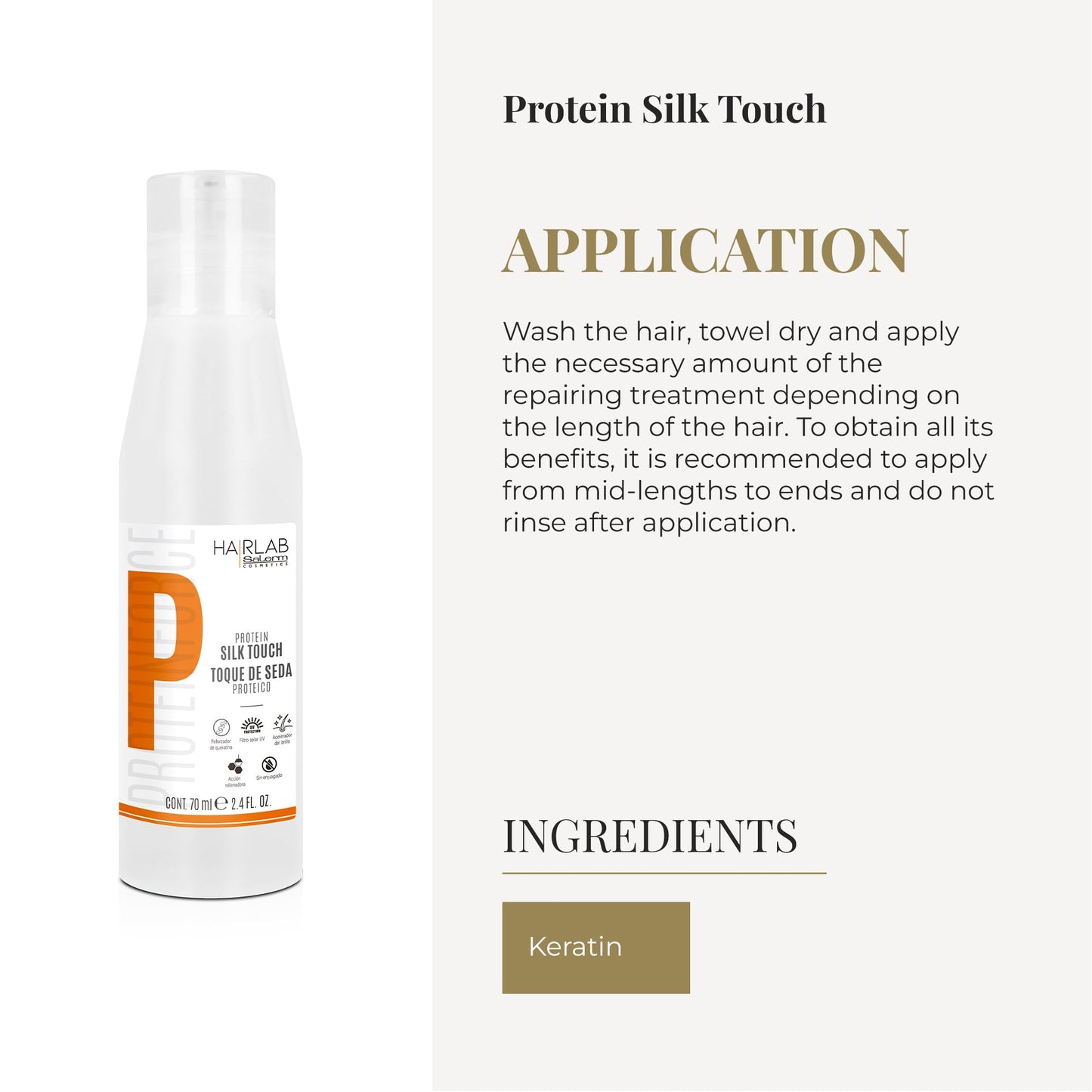 SALERM - Damaged Hair Repair Treatment - Silk Protein Touch - 70 ml - With Keratin - Protects Hair from Heat - Adds Shine and So