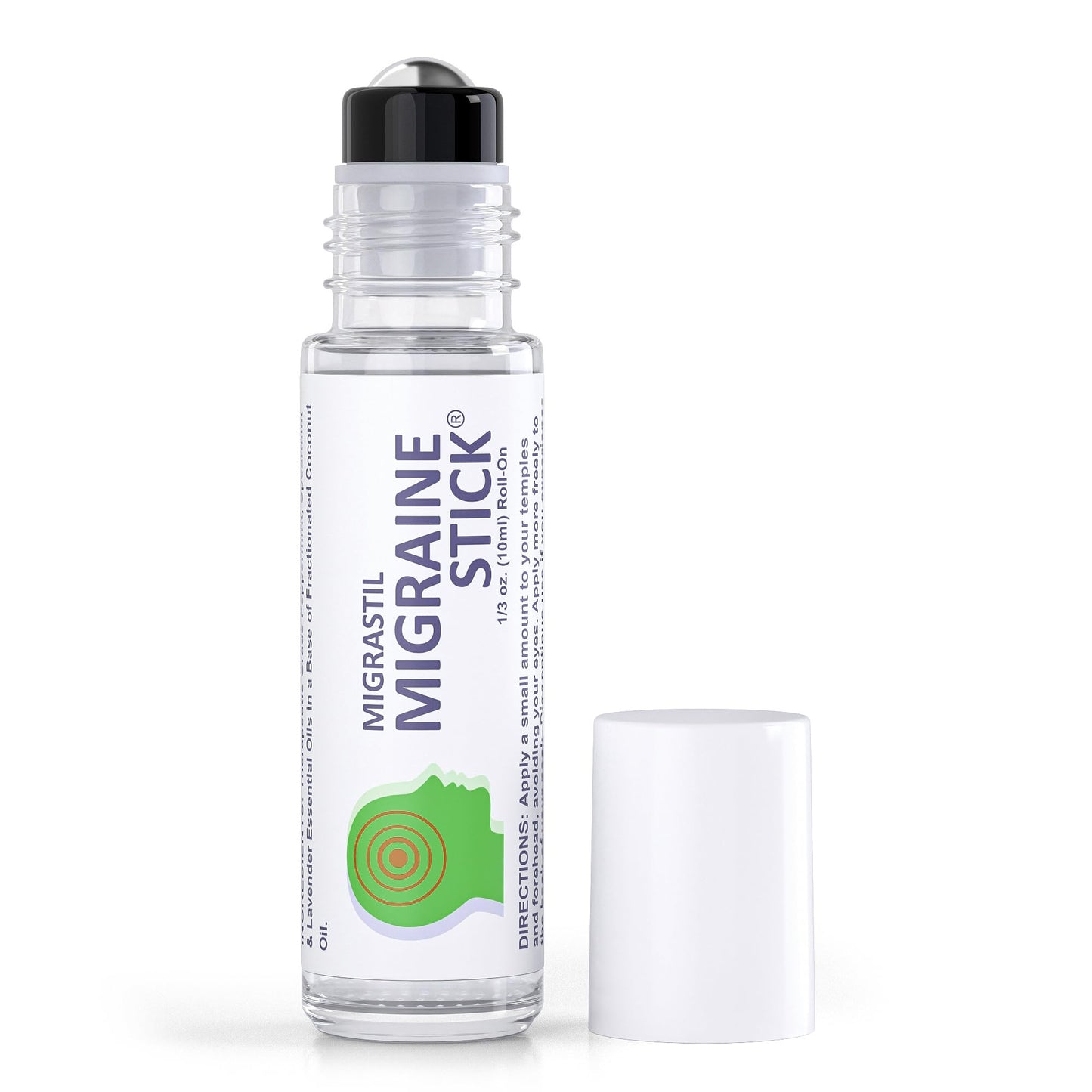 Basic Vigor Migrastil Migraine Stick Rollon - Fast Cooling Comfort for Your Head. Aromatherapy with Peppermint & Other Essential Oils. Metal Roller. Made in USA