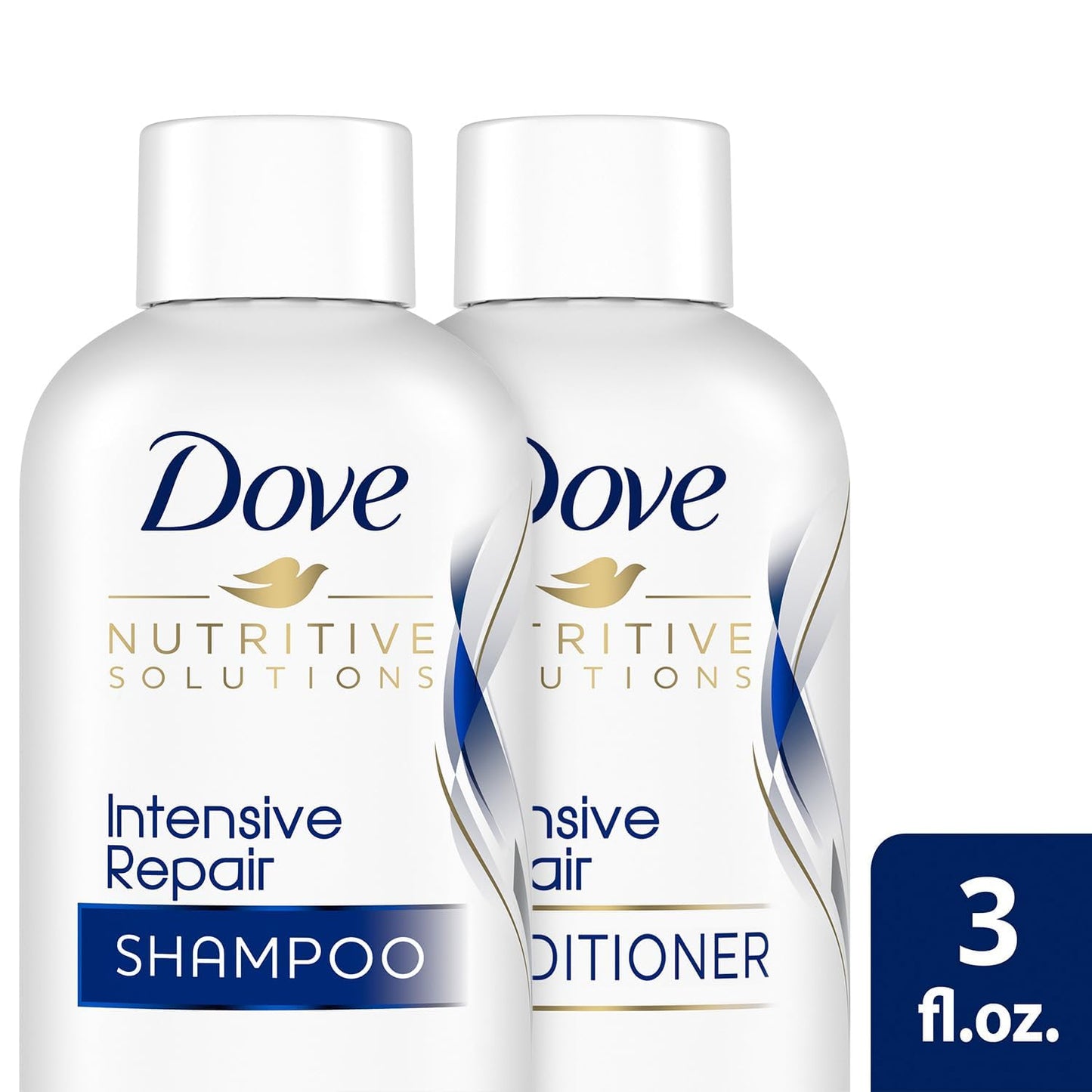 Dove Travel Essentials Shampoo and Conditioner Set - Dove Nutritive Solutions Intensive Repair for Damaged Hair, 3 Oz Ea