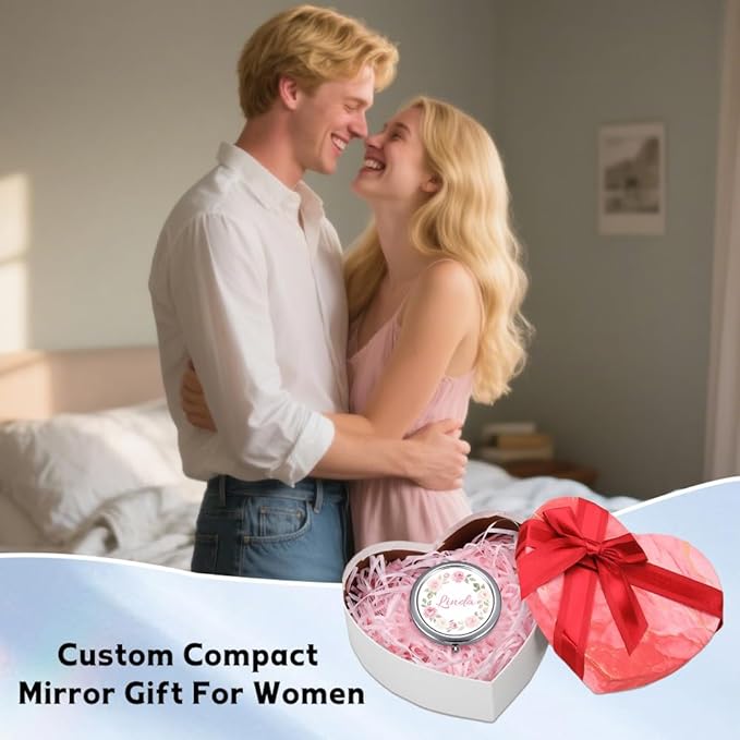 Eunigem Personalized Compact Flower Mirror for Women-Makeup Small Purse Mirror Custom Gift for Girls Women Christians (Flower Color)