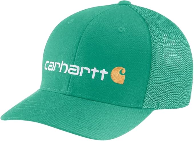 Carhartt Men's Rugged Flex Fitted Canvas Mesh-Back Logo Graphic Cap