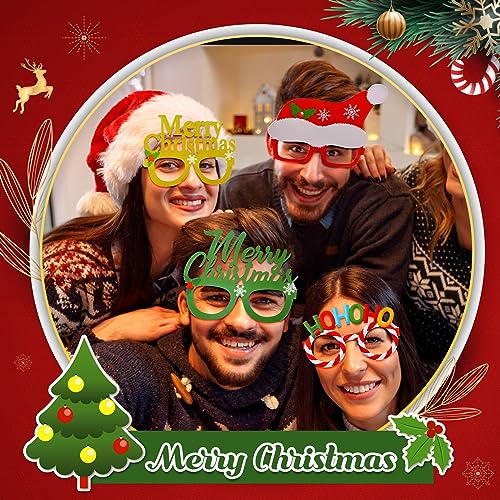 Glitinsel 34 Pcs Christmas Glasses Frames Christmas Party Decorations Favors Glasses Costume Eyeglasses Accessories Funny ...