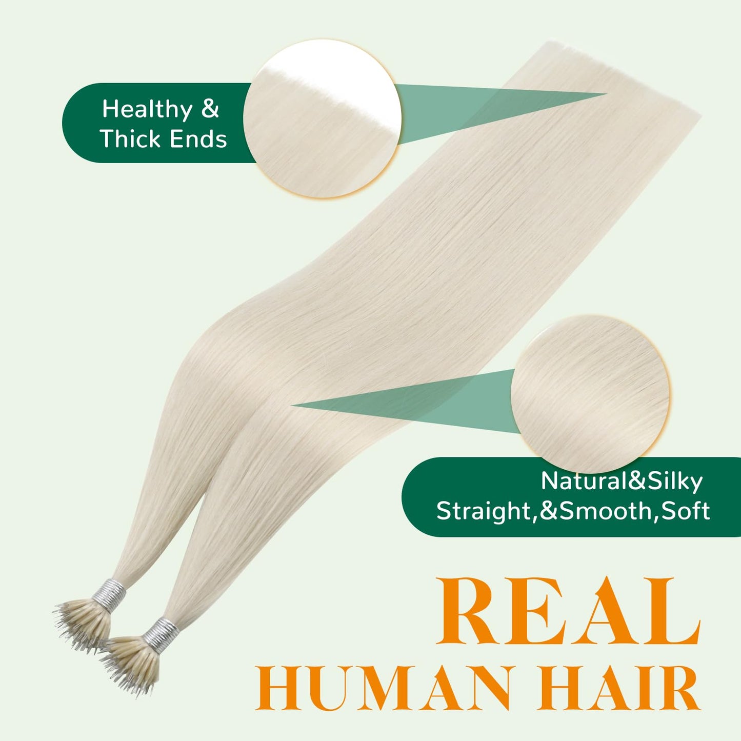 Easyouth Nano Ring Hair Extensions Blonde Nano Bead Hair Extensions White Blonde 20 Inch 50g 50s Nano Human Hair Extension Long