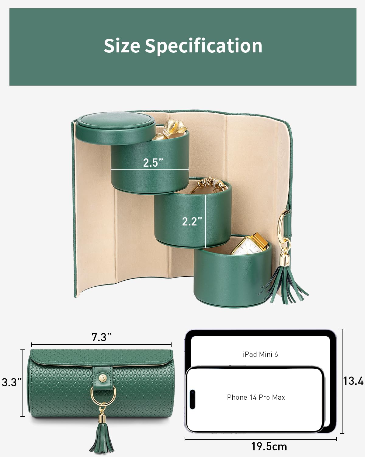 Vlando Wedding Gifts for Women, Travel Jewelry Box, Bridal Shower Gifts, Bridesmaid Gifts for Wedding Day Bride Gifts, Bridesmaid Proposal Gifts, Travel Jewelry Organizer - Green