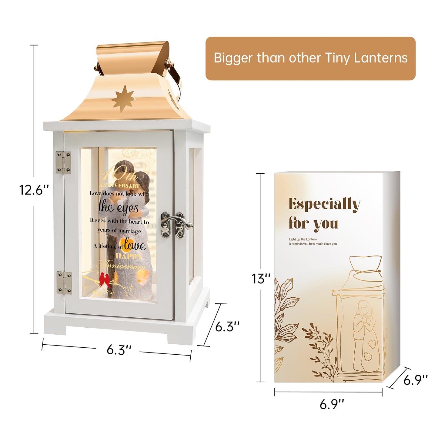 10th Anniversary Wedding Gifts for Couple Wife Women Her Husband 10th Wedding Anniversary Lantern Tin 10 Years of Marriage Gifts for Couple Wife Her