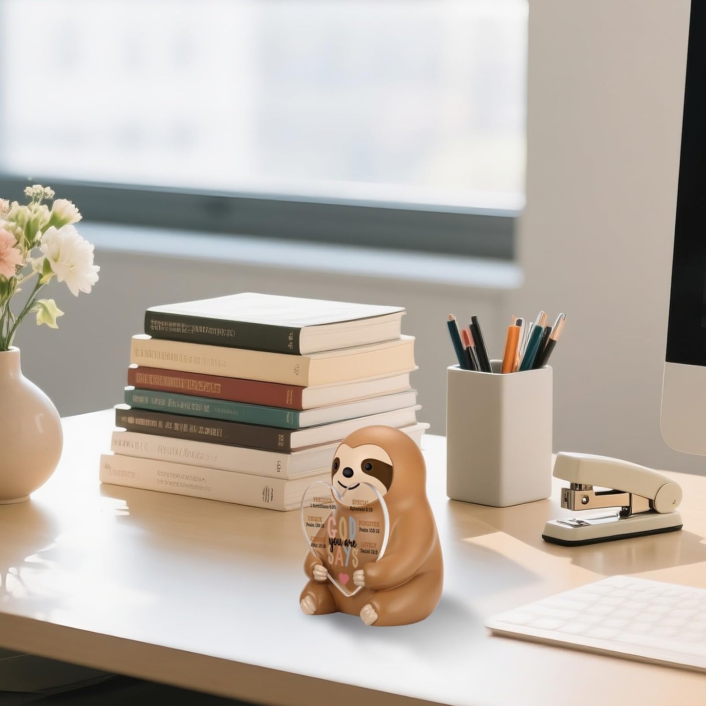 wainvniaw Positive Gifts for Women Sister, Mini Sloth Figurines, Small Sloth with Positive Messages for Inspirational Decor, Cute Motivational Birthday Gifts for Friends, Coworkers, Family WSH7