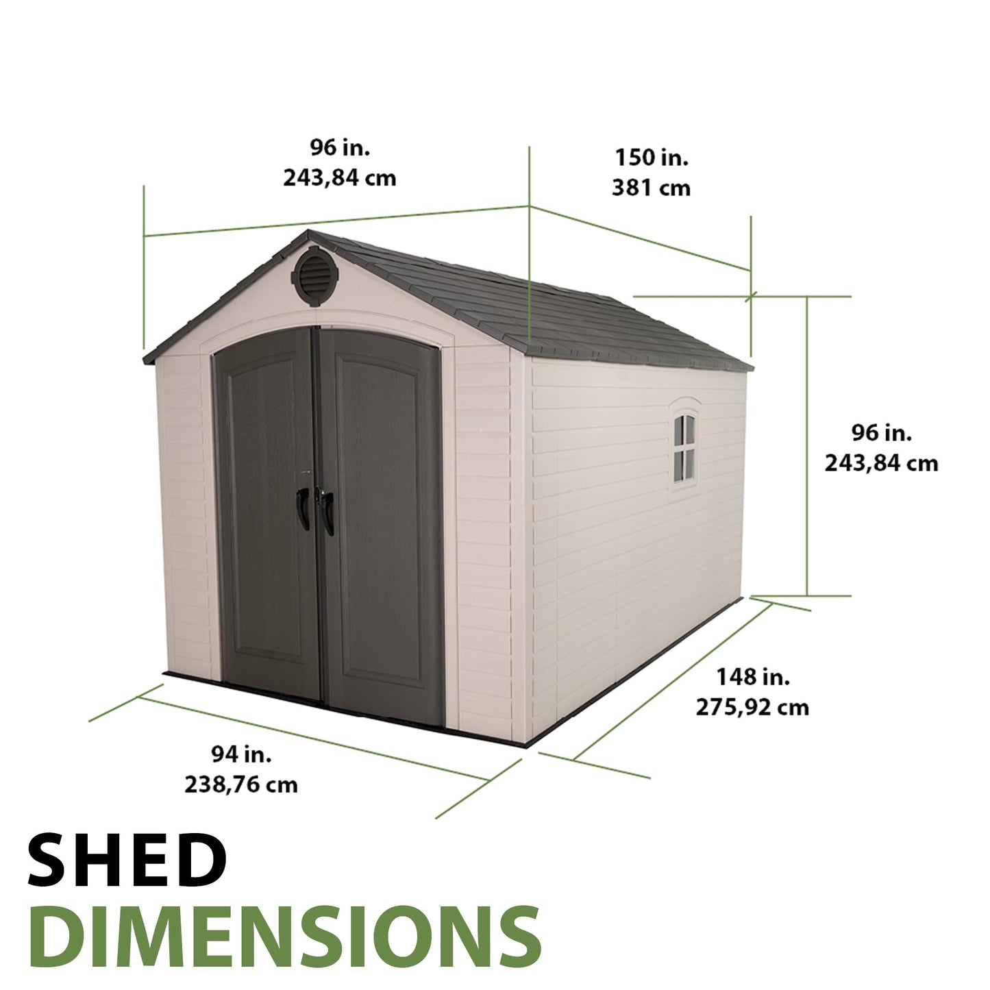 Lifetime 6402 Outdoor Storage Shed, 8 by 12.5 Feet; 2 windows