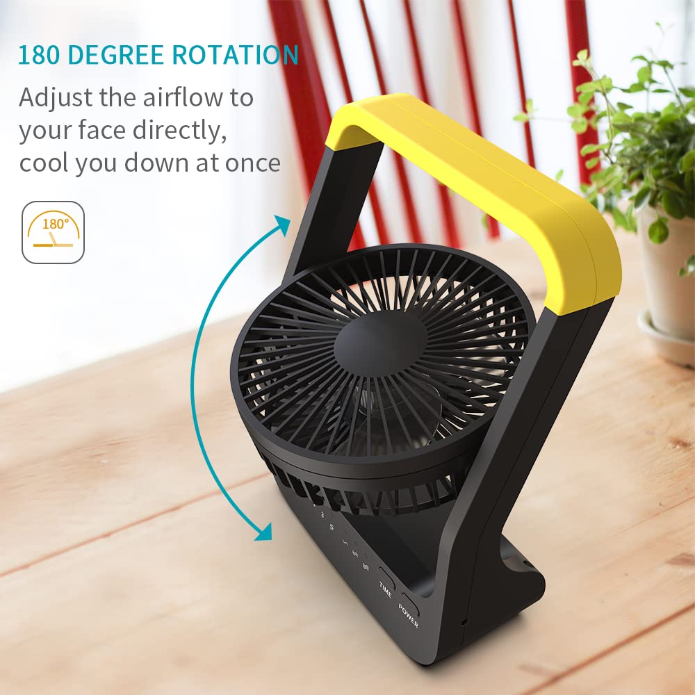 Alagoon Portable Desk Fan, D Battery Operated Fan For Hurricane, Powered Fan By Usb Cable 214H Long Lasting With Timer 6 Porta