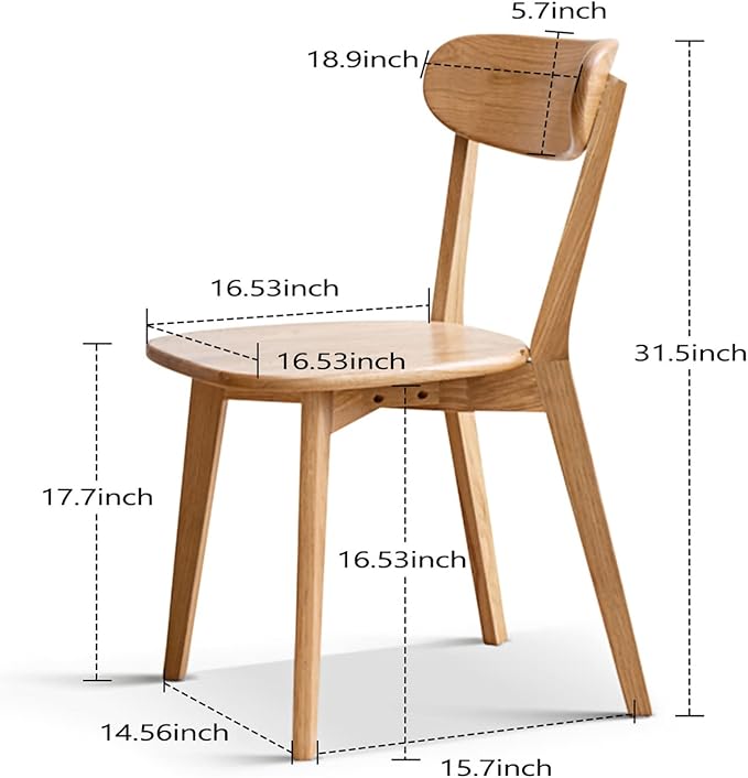 Bamskov 100% Solid Oak Wood Dining Room Chairs - Practical Kitchen Chairs - Wood Chair for Dining Room, Kitchen (1, Natural)