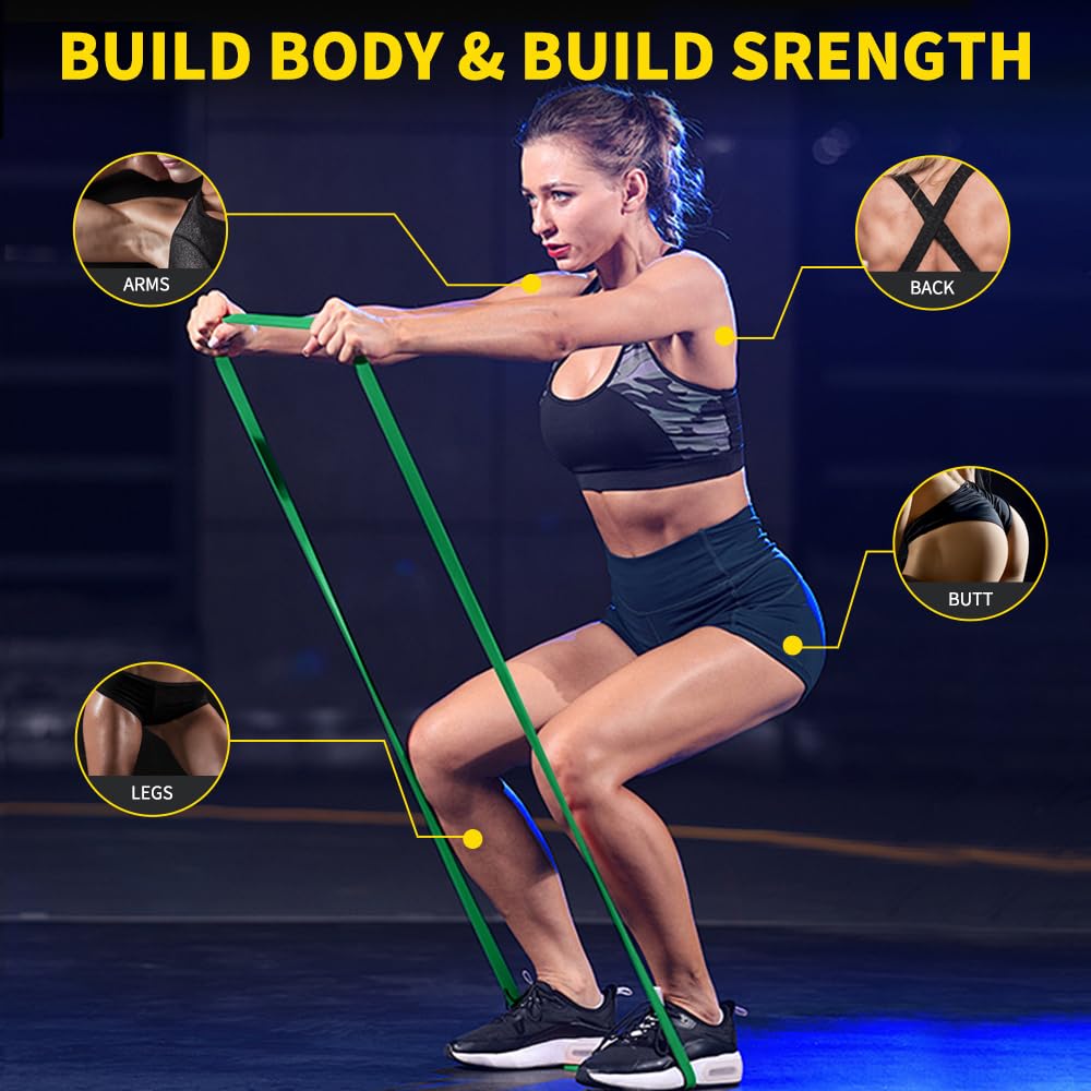 ROSAPOAR Resistance Band Pull up Band Fitness Exercise Bands Natural Latex for Workout Body Stretch Powerlifting Band Fitness Sport Training at Home/The Gym - Green
