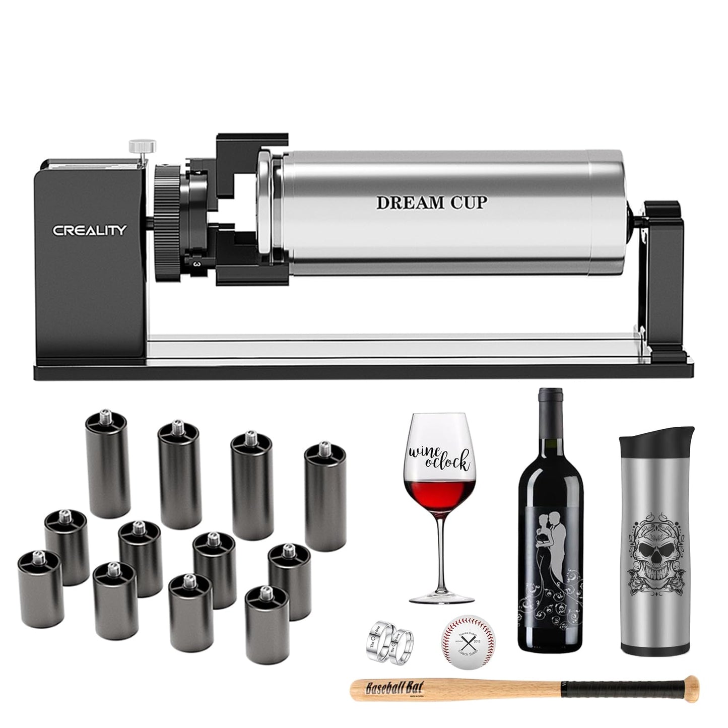 Creality Laser Rotary Roller Pro for Falcon A1 Laser Engraver，Suitable for Engraving Cylindrical Objects, Rotary Kit with M6 Raiser for Falcon A1