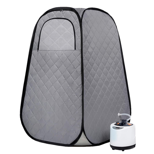 Wizzisauna Foldable Portable Steam Sauna, Personal Sauna Tent for Home SPA with 1000w 2.2L Steamer, Folding Chair, Remote Control, Gray