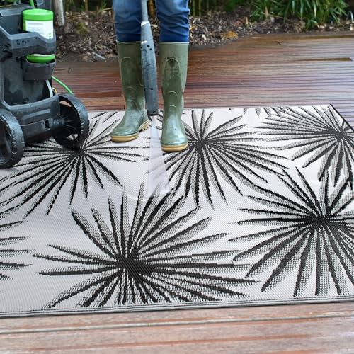 Rugshop Floral Tropical Reversible Crease-Free Waterproof Premium Recycled Plastic Outdoor Rugs for Patio,Backyard,RV,Dec...