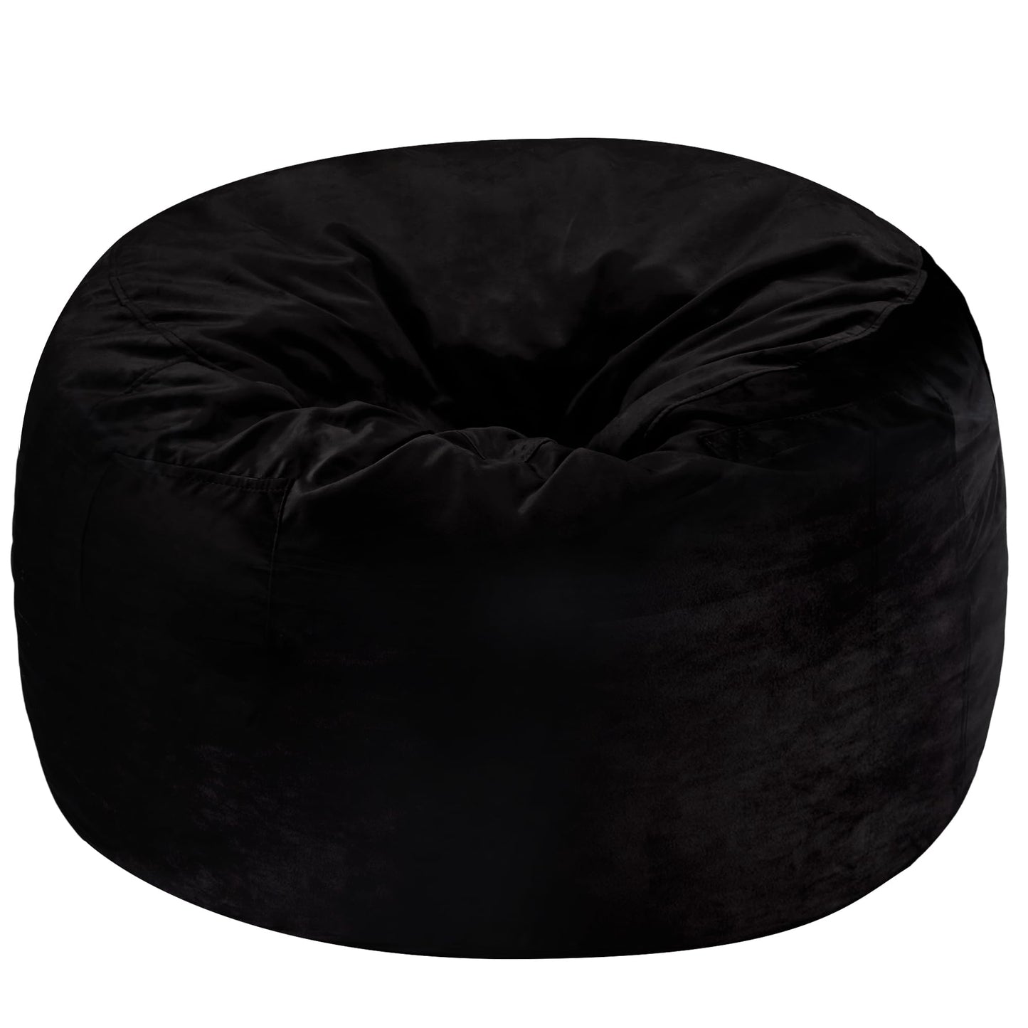 Homguava 5FT Bean Bag Chair Giant BeanBag with Memory Foam Filled, Comfy Bean Bag Chairs for Adults, Adult Bean Bag Chair with Dutch Velvet Cover for Living Room Bedroom-Black