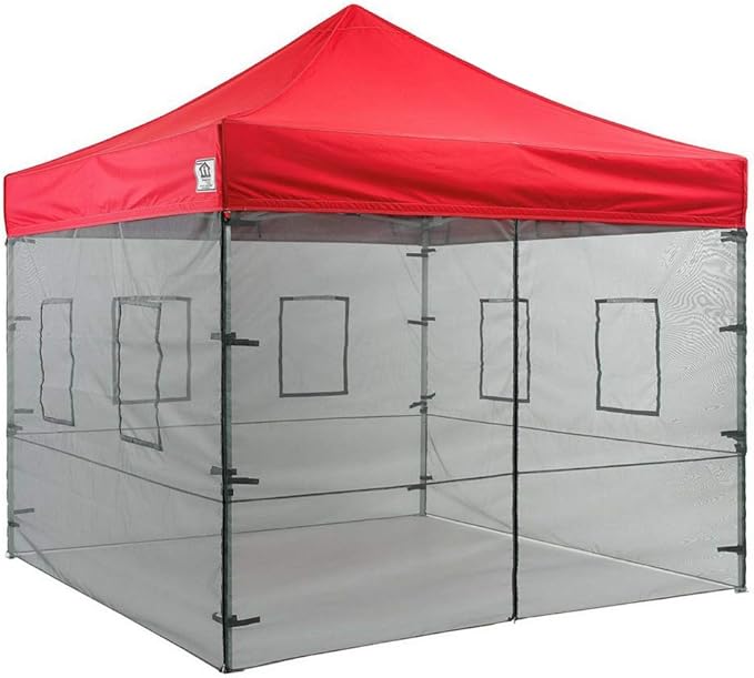 Impact Canopy Walls for 10' x 10' Canopy Tent, Food Service Mesh Sidewall Kit with Service Windows, 4 Walls Only, Black Mesh
