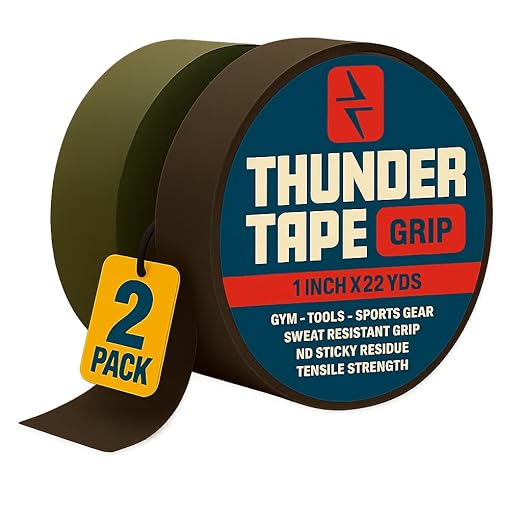 Thunder Tape Tactical Grip Tape – 2 Roll Camo Pack (Green & Brown) – Gun Grip Tape for Rifle, Firearm, Knife Handle, Magaz...