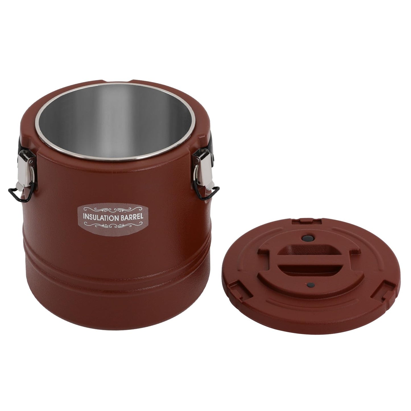 LOYALHEARTDY Commercial Insulated Food Container, 16QT/4Gal Insulated Soup Container Bucket Commercial Food Warmer Insulation Barrel for Hot or Cold Food for Restaurant, Canteen, Home (Brown)