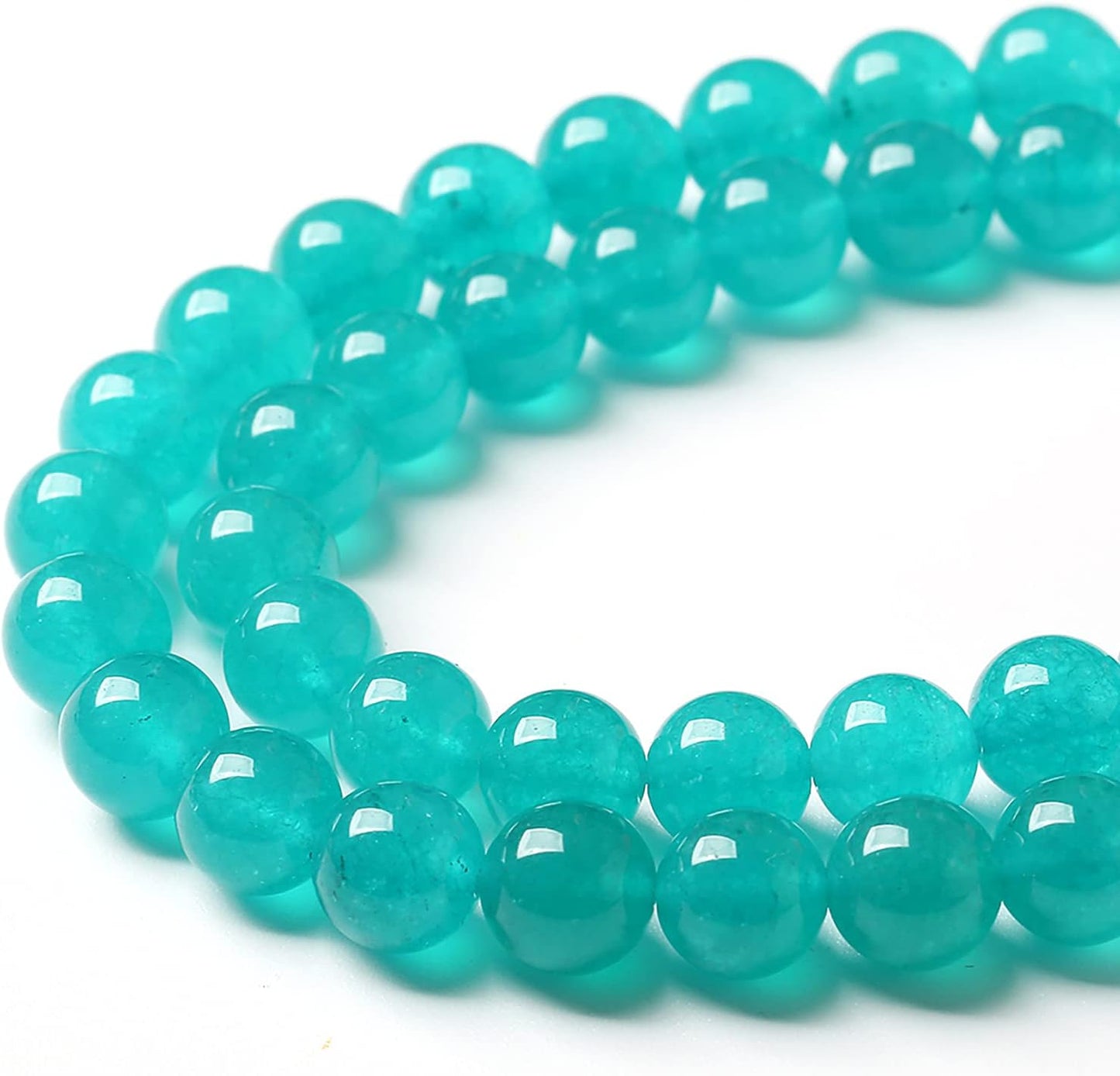 46PCS 8mm Natural Stone Beads Blue Amazonite Jade Stone Round Loose Beads for Jewelry Making DIY Bracelet Necklace 15 Inch