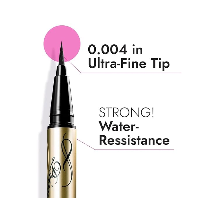 Heroine Make by KISSME Waterproof Eyeliner for Intense Color & Ultra-Fine 0.1mm Tip, Liquid Eyeliner Pen with Organic Beauty Serum, Cat Eye Liner for Long Lasting Eyelines, Brown Black, 1 EA, PRIME