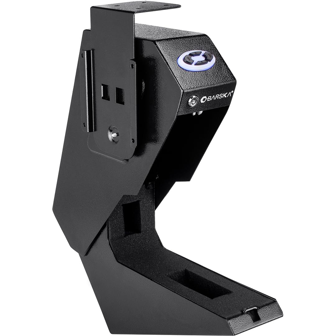Barska AX13094 Quick Access Keypad Handgun Desk Safe, Black, Exterior Dimensions: 3" x 7.5" x 13.5" (LxWxH)
