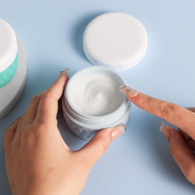 Travel Containers for Toiletries, Silicone Cream Jars BPA-Free, TSA Approved 2oz Travel Size Containers, Leak-proof Silicone Jars with Lid for Cosmetic Face Hand Body Cream (4 Pack)