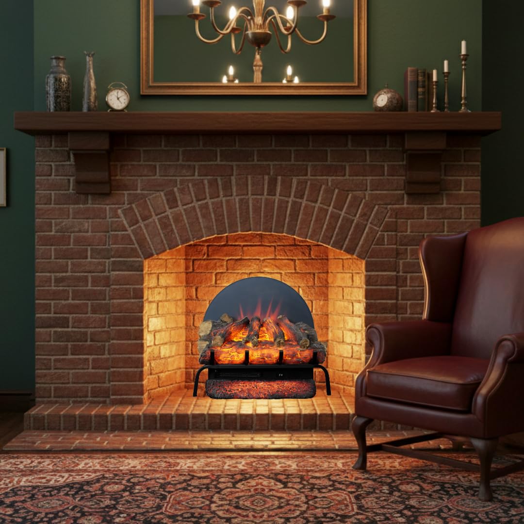 Touchstone BurnBrite 22" Free Standing Electric Fireplace Log Set, Fireplace Insert, 750W/1500W Heater, 3 Flame-10 Ember Colors, Crackling Sound, Alexa-WiFi Enabled, Remote Control