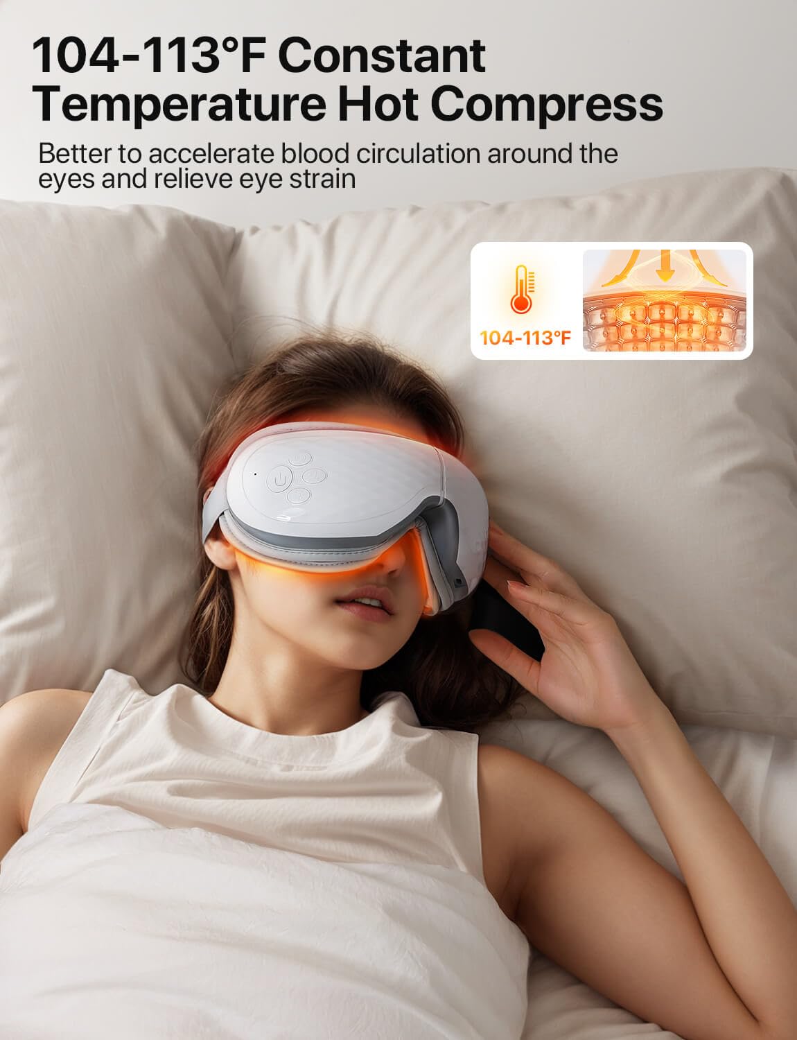 ALLJOY Eye Massager with Heat, Christmas Gifts for Women,White Elephant Gifts for Adults, Bluetooth Music Sleep Mask for Migraine Relief,Eye Strain, Dark Circles & Dry Eyes