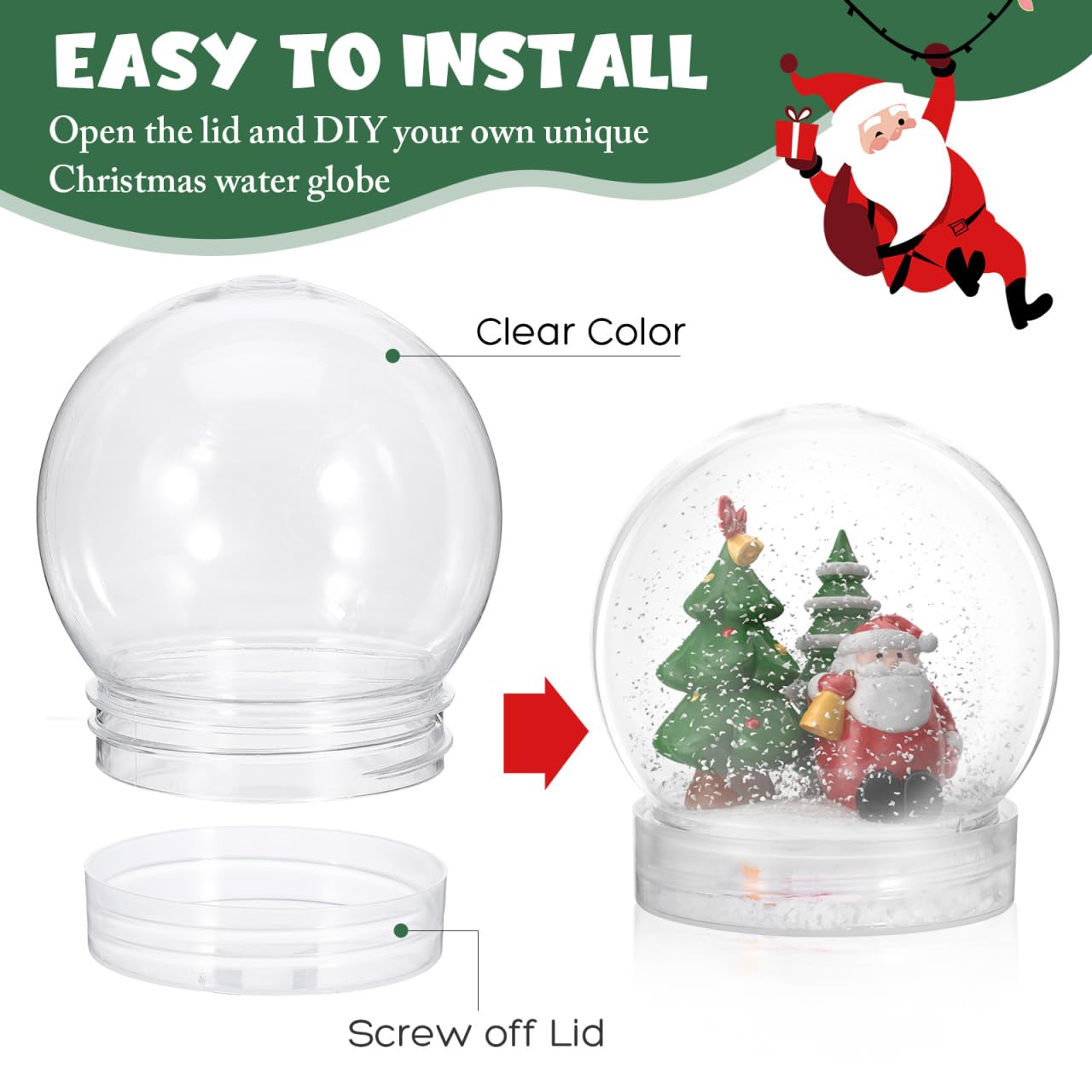 BESTOYARD 30 Pcs Snow Globe Jar 3-Inch DIY Party Favor Dome Clear Snow Earth for Ornaments,Plant Terrariums Wedding Snowglobes Outdoor Plastic