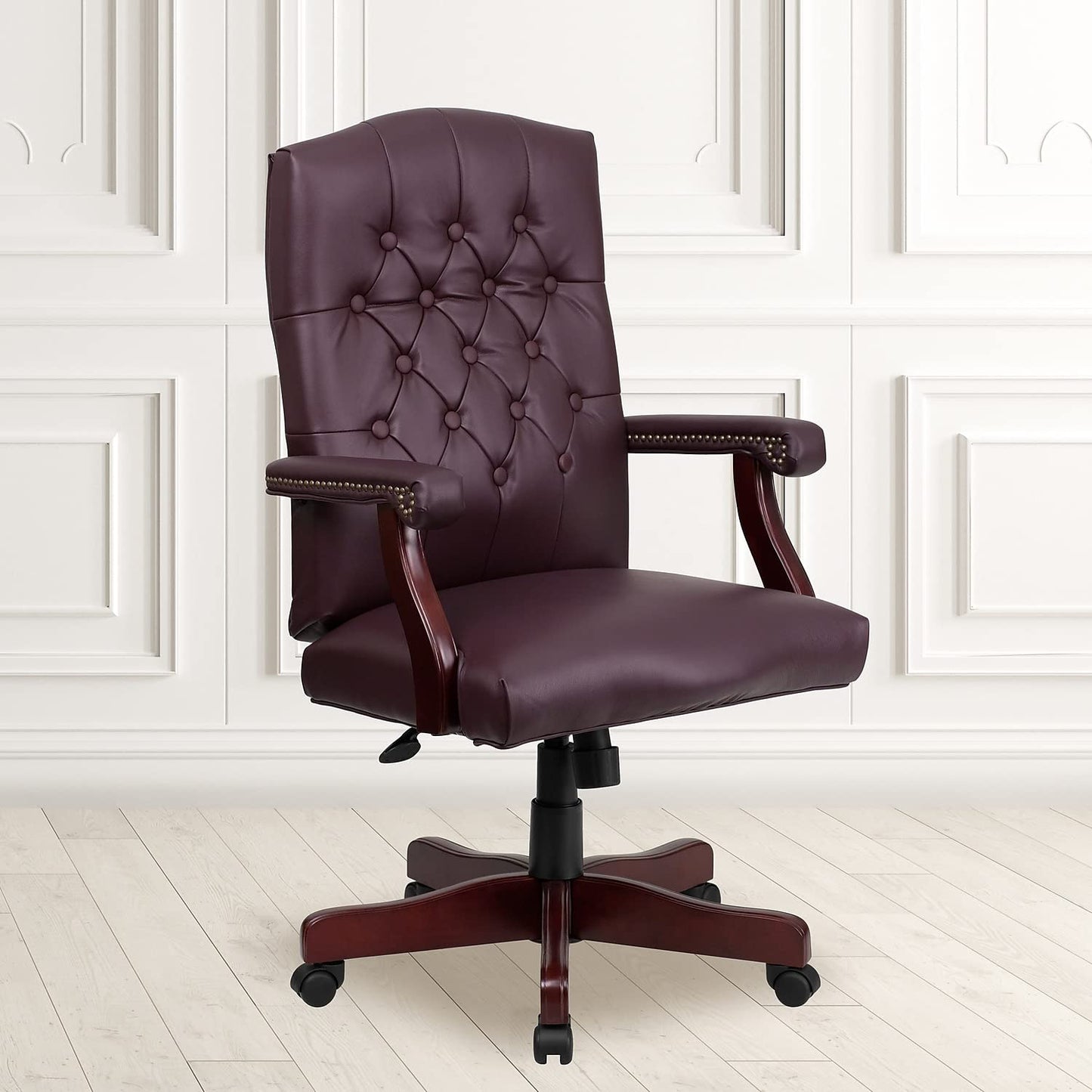 Flash Furniture Martha Washington Burgundy LeatherSoft Executive Swivel Office Chair with Arms